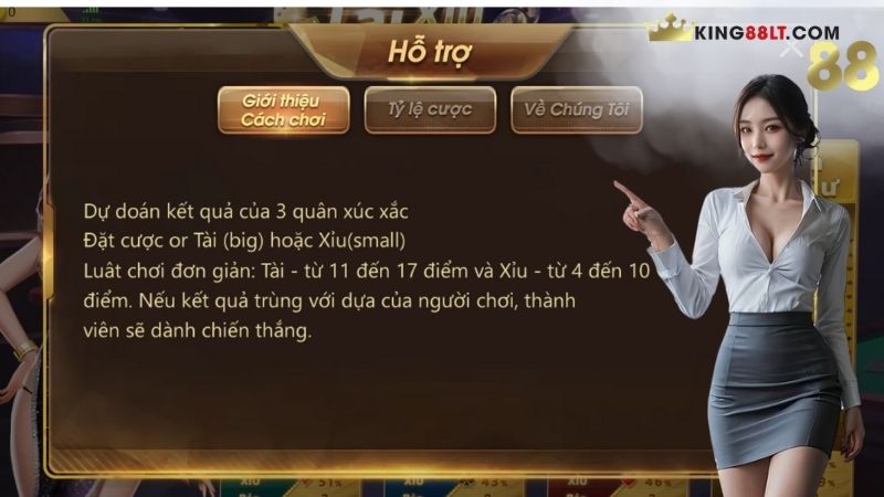 Luật Chơi Tài Xỉu MD5 trên King88 rất đơn giản